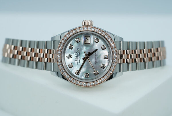 Rolex 279381RBR DATEJUST 28 ROSE GOLD DIAMOND BEZEL MOP DIAMOND DIAL JUBILEE FULL SET - Image 10