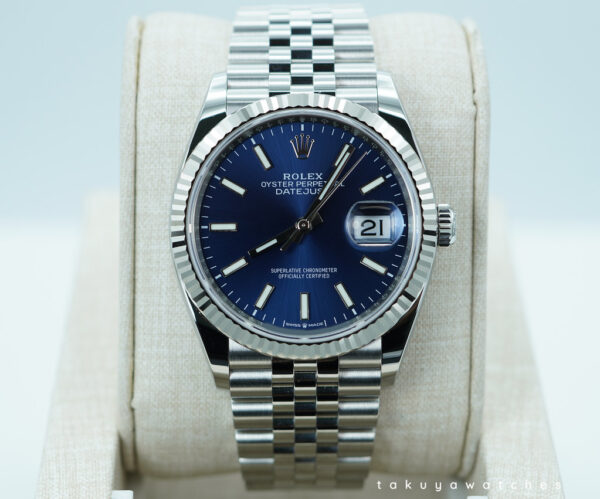 Rolex 126234 DATEJUST 36 FLUTED BEZEL BLUE DIAL JUBILEE BAND WARRANTY FULL SET