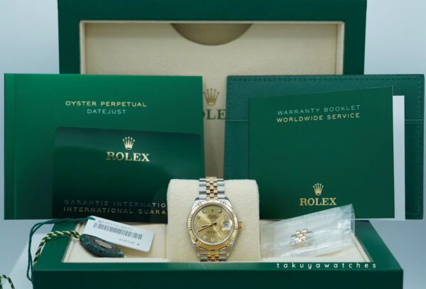 Rolex 279173 DATEJUST 28 TWO TONE CHAMPAGNE DIAMOND DIAL JUBILEE BAND FULL SET - Image 2