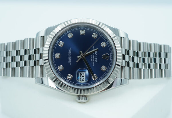 Rolex 126334 DATEJUST 41 FLUTED BEZEL BLUE DIAMOND DIAL JUBILEE BAND FULL SET - Image 9