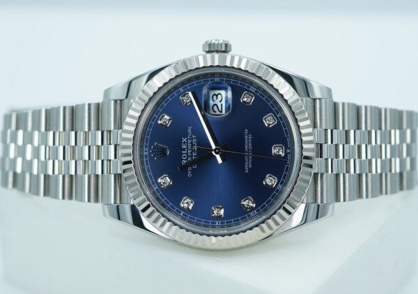 Rolex 126334 DATEJUST 41 FLUTED BEZEL BLUE DIAMOND DIAL JUBILEE BAND FULL SET - Image 10