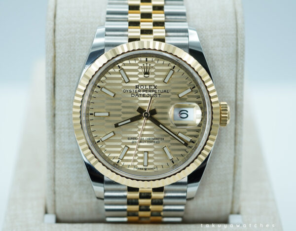 Rolex 126233 DATEJUST 36 YELLOW GOLD STEEL GOLDEN MOTIF DIAL JUBILEE BAND FULL SET