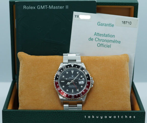 Rolex 16710 GMT MASTER II RED BLACK COKE BEZEL Y SERIAL 2003 BOX PAPERS - Image 2