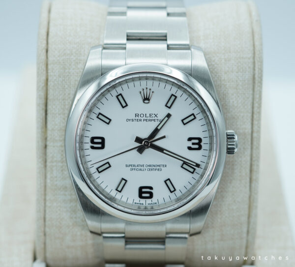 Rolex 114200 OYSTER PERPETUAL 34MM WHITE ARABIC DIAL FULL SET